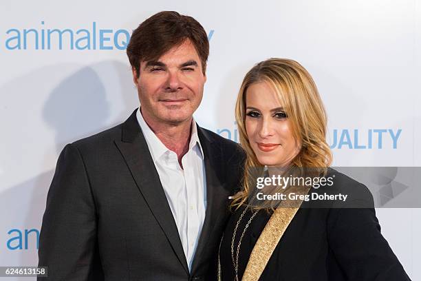 Dr. Jenn Mann and Eric Schiffer arrive at the Animal Equality 10th Anniversary Celebration Honoring Moby at At The P on November 19, 2016 in Los...