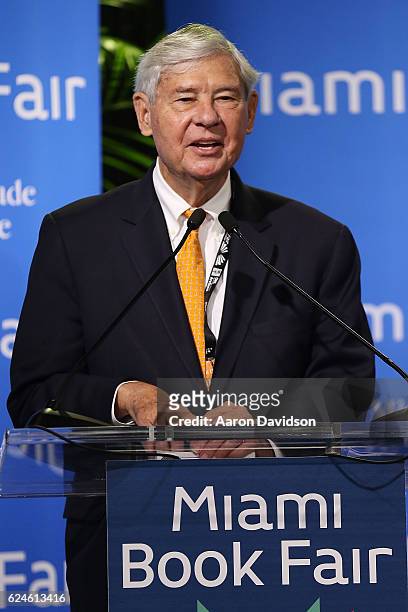 Senator Bob Graham attends Miami Book Fair on November 19, 2016 in Miami, Florida.