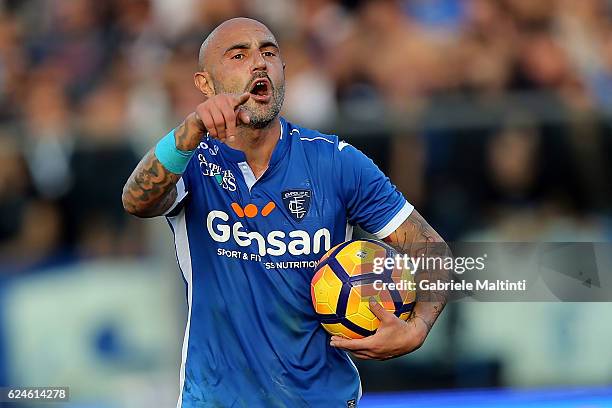 Massimo Maccarone of Empoli FC reacts during the Serie A match between Empoli FC and ACF Fiorentina at Stadio Carlo Castellani on November 20, 2016...