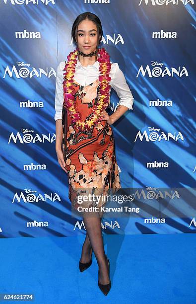 Jade Alleyne attends the UK Gala screening of "MOANA" at BAFTA on November 20, 2016 in London, England.