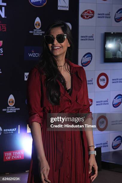 Bollywood actor Sonam Kapoor during Global Citizen India concert 2016 at BKC, on November 19, 2016 in Mumbai, India. Coldplay's frontman Chris Martin...