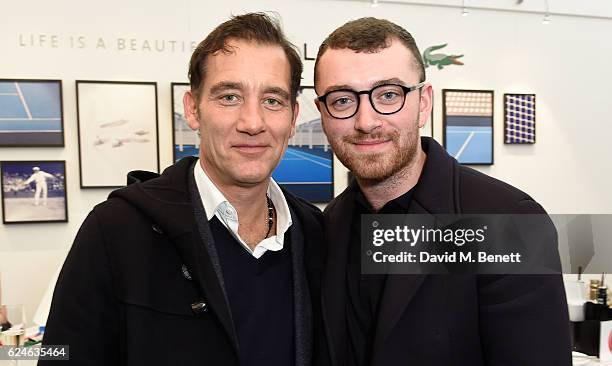 Clive Owen and Sam Smith attend the Lacoste VIP Lounge at ATP World Finals 2016 on November 20, 2016 in London, England.