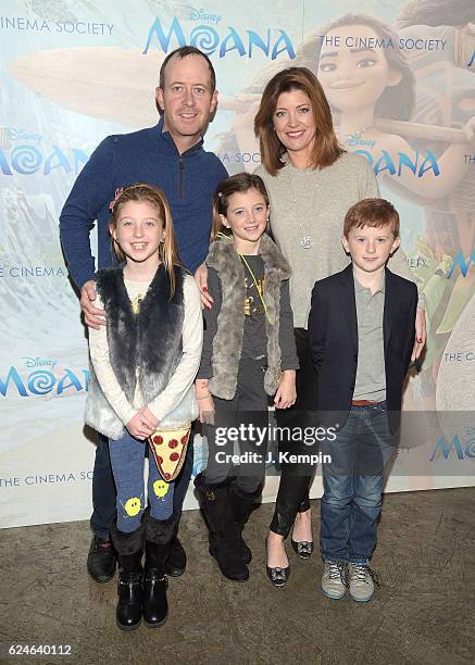 Geoff Tracy , Norah O'Donnell and their children Riley Norah Tracy, Grace Tracy and Henry Tracy attend the Cinema Society Screening Of "Moana" at...