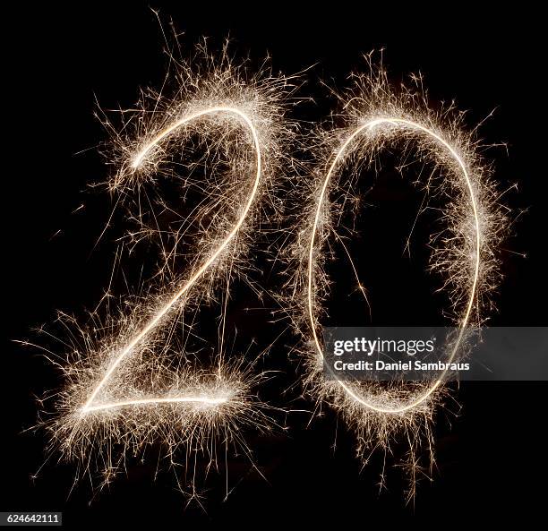 sparkling celebration number 20 - 20th birthday celebration stock pictures, royalty-free photos & images