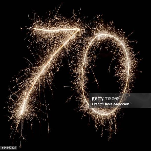 sparkling celebration number 70 - 70º aniversário aniversário especial imagens e fotografias de stock