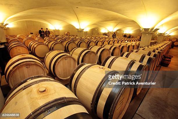 Testing of the 594 wine casks before the 156th Charity Wine Auction Hospices de Beaune on November 20, 2016 in Beaune, France.The Hospices de Beaune...