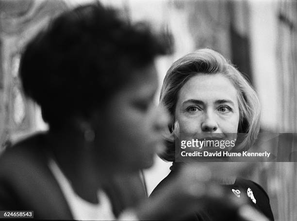First Lady Hillary Clinton campaigning for her husband's re-election on October 22, 1996 in Las Vegas.