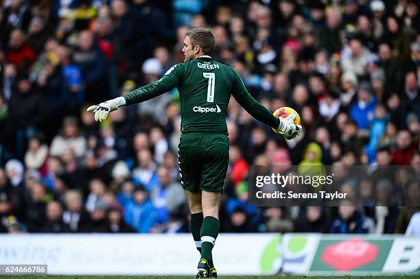 Leeds United Goalkeeper Robert Green holds the ball in one hand during the Sky Bet Championship Match between Leeds United and Newcastle United at...