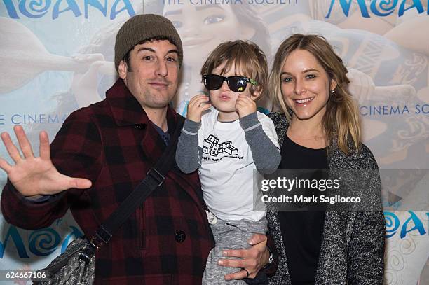 Actor Jason Biggs, Sid Biggs and Jenny Mollen attend the Disney Special Screening Of "Moana" at Metrograph on November 20, 2016 in New York City.