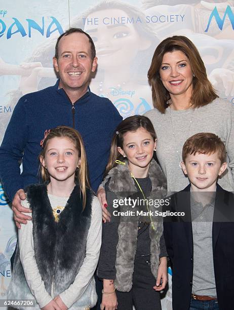Geoff Tracy, Norah O'Donnell, Riley Norah Tracy, Grace Tracy and Henry Tracy attend the Disney Special Screening Of "Moana" at Metrograph on November...