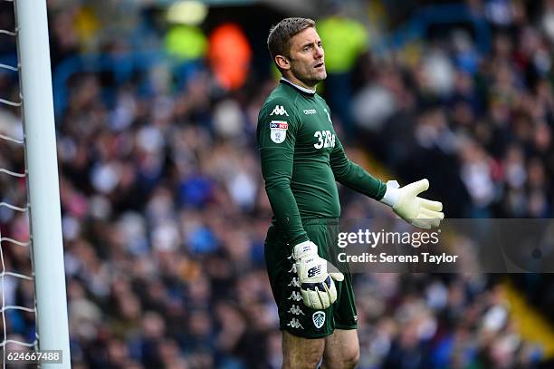 Leeds United Goalkeeper Robert Green holds his hand out looking dejected during the Sky Bet Championship Match between Leeds United and Newcastle...