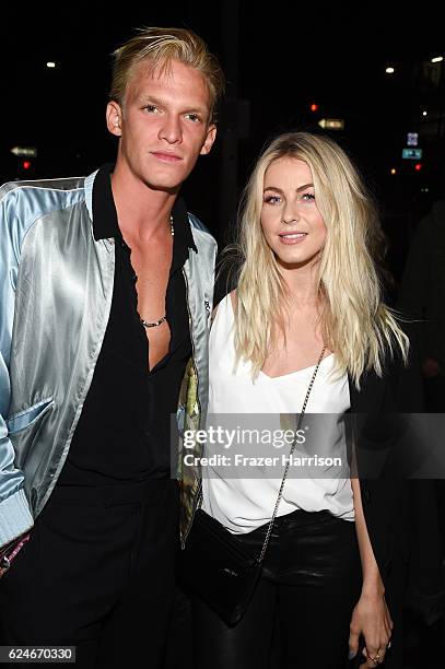 Singer Cody Simpson and actress/dancer Julianne Hough attends Open Spotlight at The Oasis during Airbnb Open LA - Day 3 on November 19, 2016 in Los...