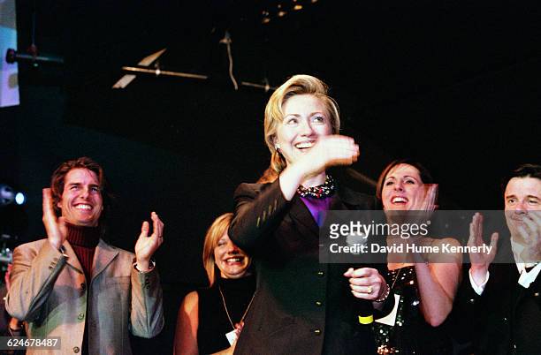 First Lady Hillary Clinton at her 53rd birthday celebration at the Rosebud Club in New York City on October 25, 2000. Clinton was running for a US...