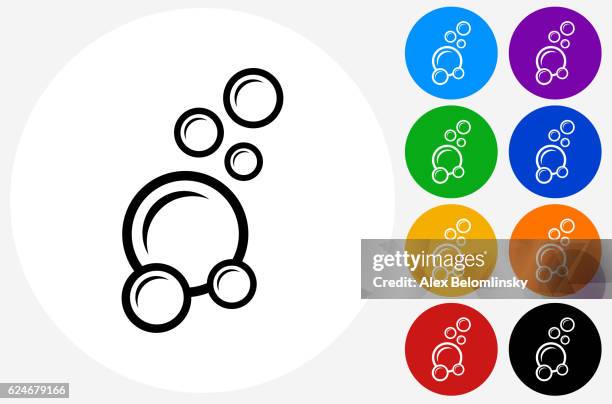 soap bubbles icon on flat color circle buttons - soap stock illustrations