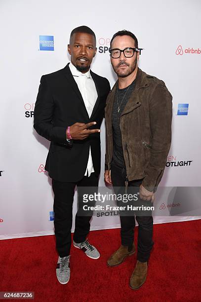 Actors Jamie Foxx and Jeremy Piven attend Open Spotlight at The Oasis during Airbnb Open LA - Day 3 on November 19, 2016 in Los Angeles, California.