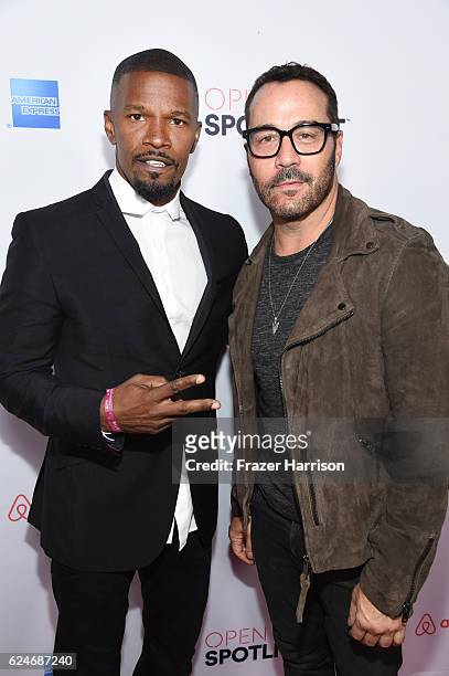 Actors Jamie Foxx and Jeremy Piven attend Open Spotlight at The Oasis during Airbnb Open LA - Day 3 on November 19, 2016 in Los Angeles, California.