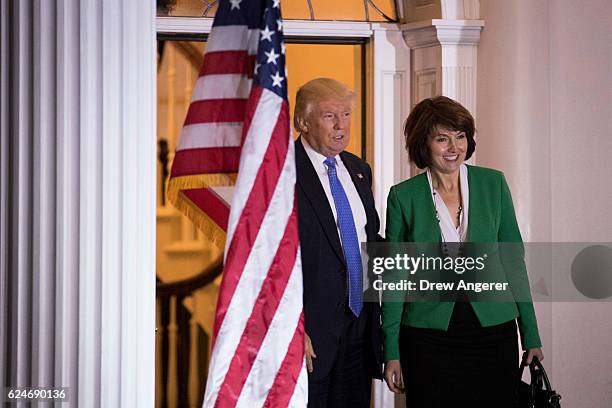 President-elect Donald Trump and U.S. Rep. Cathy McMorris Rodgers pose for a photo before their meeting at Trump International Golf Club, November...