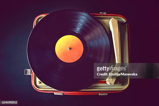 vintage vinyl records - vintage record player no people ストックフォトと画像