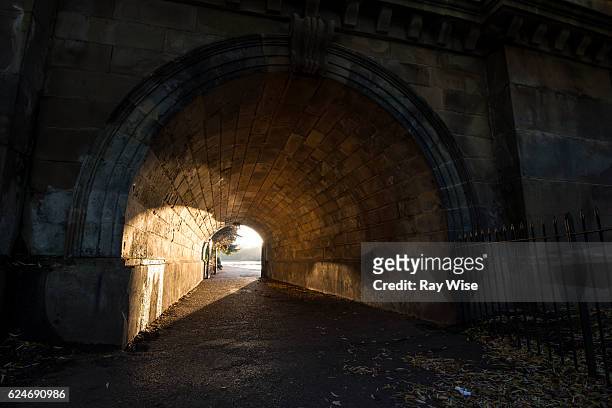 arch under the serpentine bridge - light at the end of the tunnel stock pictures, royalty-free photos & images