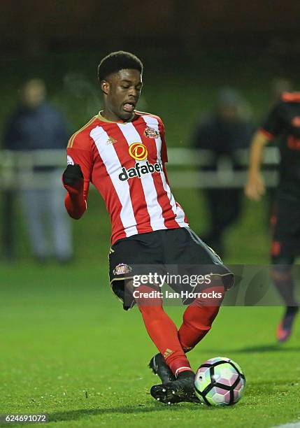 Josh Maja during the U23 Premier League International Cup match between Sunderland and Benfica at The Hetton Centre on November 18, 2016 in Hetton,...