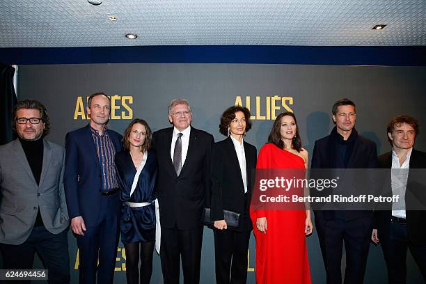 Actors Eric Theobald, Xavier de Guillebon, Camille Cottin, Director Robert Zemeckis, French Minister of Culture and Communication, Audrey Azoulay,...