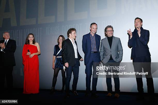 Director Robert Zemeckis, actors Marion Cotillard, Camille Cottin, Thierry Fremont, Xavier de Guillebon, Eric Theobald and Brad Pitt present the...