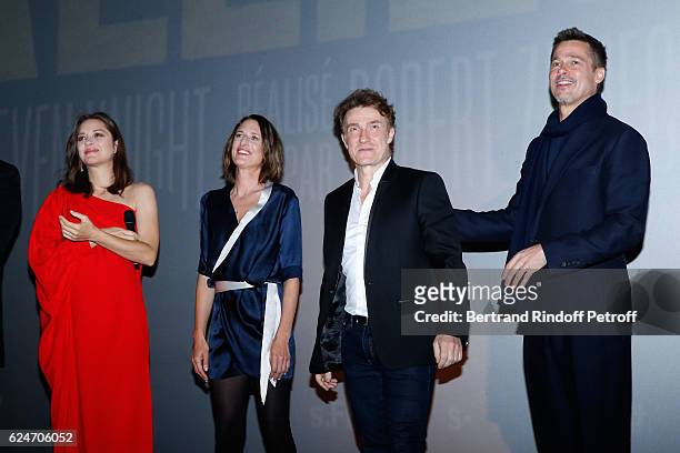 Actors Marion Cotillard, Camille Cottin, Thierry Fremont and Brad Pitt present the "Allied - Allies"- Paris Premiere at Cinema UGC Normandie on...