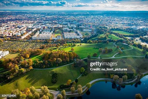 high angle view over munich - münchen stockfoto's en -beelden