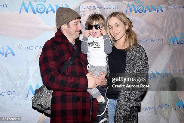 Jason Biggs, Sid Biggs and Jenny Mollen attend Disney & The Cinema Society Host a Special Screening of "Moana" at Metrograph on November 20, 2016 in...