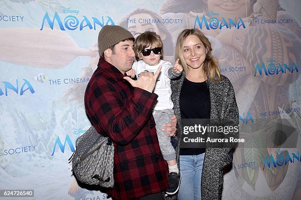 Jason Biggs, Sid Biggs and Jenny Mollen attend Disney & The Cinema Society Host a Special Screening of "Moana" at Metrograph on November 20, 2016 in...