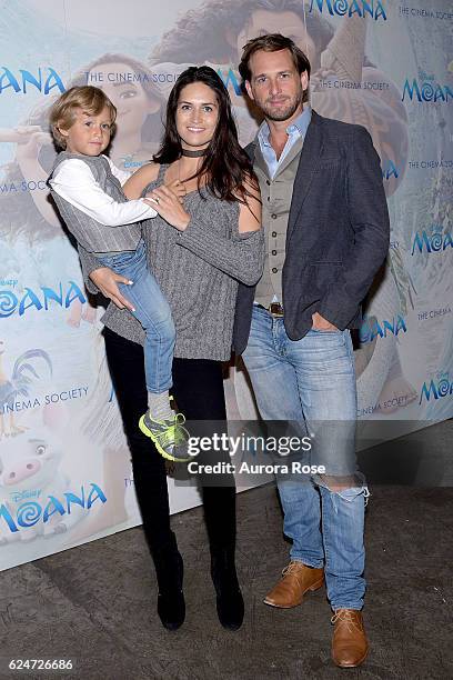 Noah Rev Lucas, Jessica Ciencin Henriquez and Josh Lucas attend Disney & The Cinema Society Host a Special Screening of "Moana" at Metrograph on...