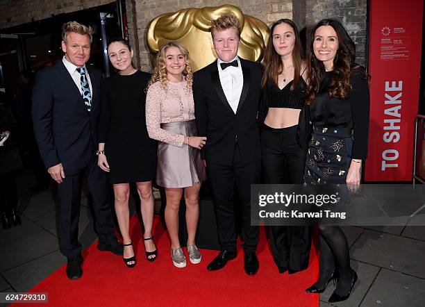 Gordon Ramsay, Holly Anna Ramsay, Matilda Ramsay, Jack Scott Ramsay, Megan Jane Ramsay and Tana Ramsay attend the BAFTA Children's Awards at The...