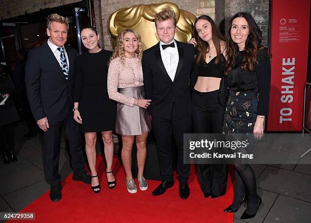 Gordon Ramsay, Holly Anna Ramsay, Matilda Ramsay, Jack Scott Ramsay, Megan Jane Ramsay and Tana Ramsay attend the BAFTA Children's Awards at The...