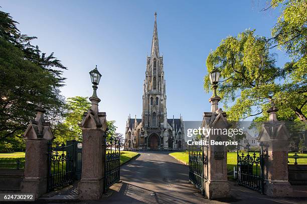 the first church of otago in dunedin, new zealand. - dunedin new zealand foto e immagini stock