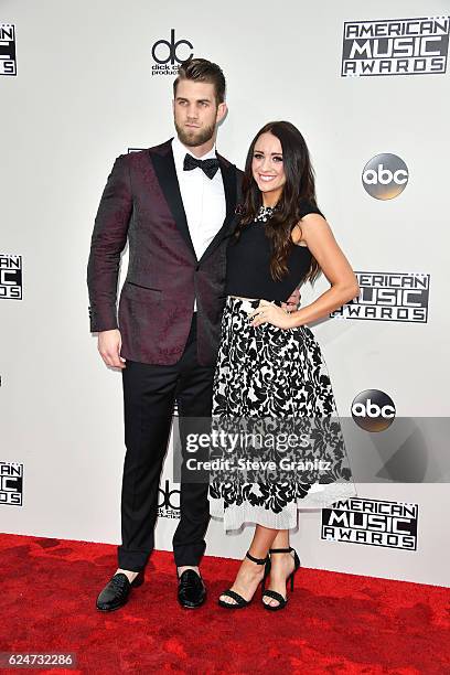Player Bryce Harper and Kayla Varner attend the 2016 American Music Awards at Microsoft Theater on November 20, 2016 in Los Angeles, California.