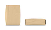 Rendering of two light beige cement sacks, side and front