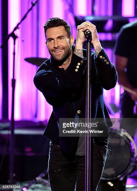 Singer Adam Levine of Maroon 5 performs onstage during the 2016 American Music Awards at Microsoft Theater on November 20, 2016 in Los Angeles,...