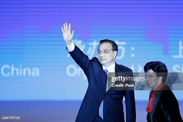 China's Premier Li Keqiang and Director General of the World Health Organization Margaret Chan attend during the opening ceremony of the 9th Global...