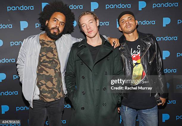 DJs Jillionaire, Diplo, and Walshy Fire of Major Lazer at T-Mobile Club Magenta featuring Major Lazer SoundSystem powered by Pandora at Exchange LA...