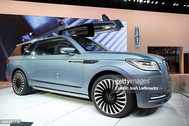 The 2018 Lincoln Navigator is on display during the Los Angeles Auto Show at the Los Angeles Convention Center on November 20, 2016 in Los Angeles,...