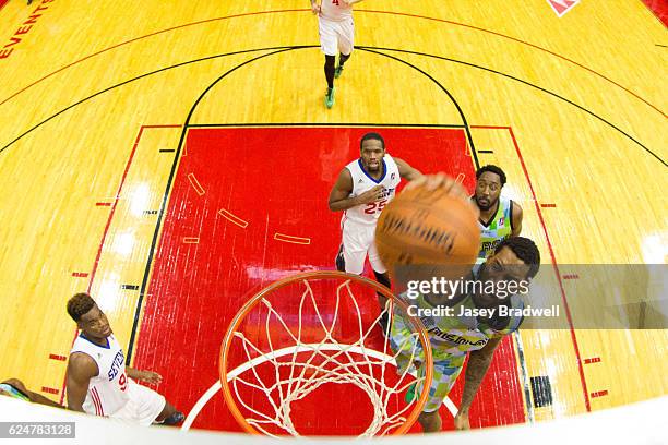 Perry Jones III of the Iowa Energy dunks against the Delaware 87ers in an NBA D-League pre-season game on November 19, 2016 at the Wells Fargo Arena...