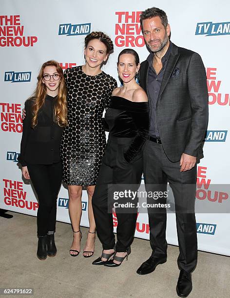 Actors Molly Kate Bernard, Sutton Foster, Miriam Shor and Peter Herman attend the "Sweet Charity" Opening Night Afterparty at The Lindeman on...