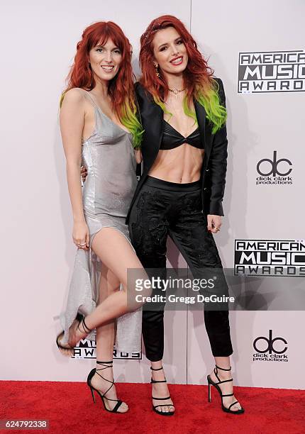 Actress Bella Thorne and sister Dani Thorne arrive at the 2016 American Music Awards at Microsoft Theater on November 20, 2016 in Los Angeles,...
