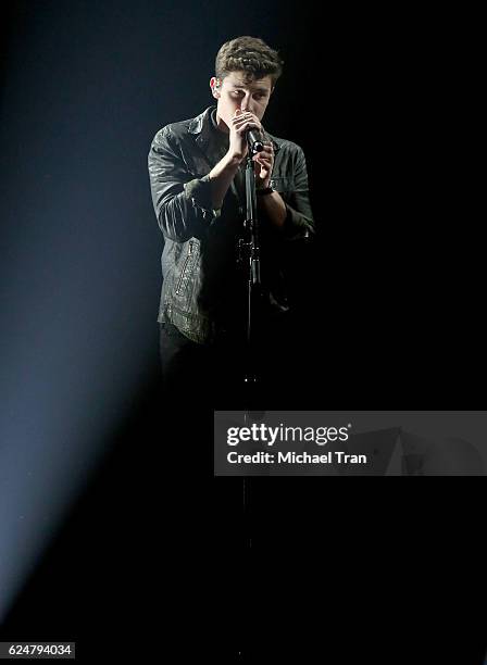 Recording artist Shawn Mendes performs onstage during the 2016 American Music Awards held at Microsoft Theater on November 20, 2016 in Los Angeles,...