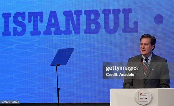 Michael R. Turner, President of NATO Parliamentary Assembly makes a speech during a plenary sitting held within the NATO Parliamentary Assembly's...