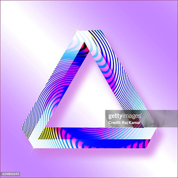 curved striped triangular block shape pattern - impossible triangle stock illustrations