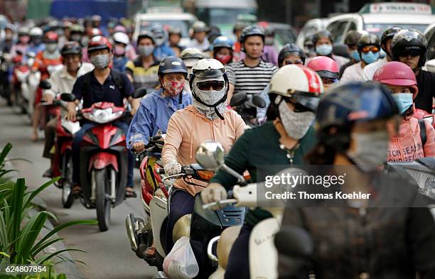 Ho Chi Minh City, Vietnam Disguised scooter driver in Ho Chi Minh City on November 01, 2016 in Ho Chi Minh City, Vietnam.