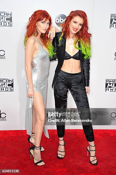 Actress Bella Thorne and sister Dani Thorne arrive at the 2016 American Music Awards at Microsoft Theater on November 20, 2016 in Los Angeles,...