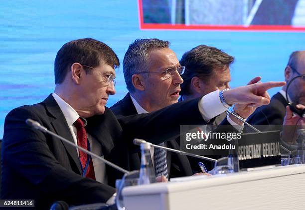 Secretary General Jens Stoltenberg takes part in a plenary sitting held within the NATO Parliamentary Assembly's 62nd Annual session in Istanbul,...