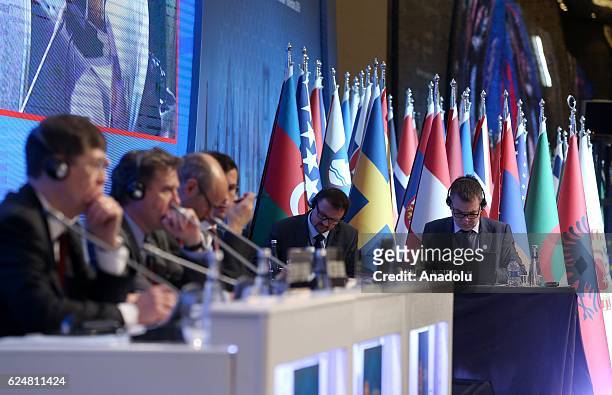 Participants take part in a plenary sitting held within the NATO Parliamentary Assembly's 62nd Annual session in Istanbul, Turkey on November 21,...